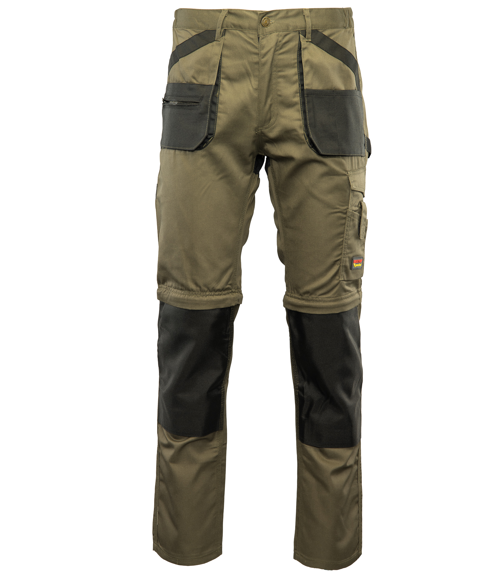 BRIXTON PRACTICAL SPODNIE DO PASA KHAKI - ODPINANE NOGAWKI R.64