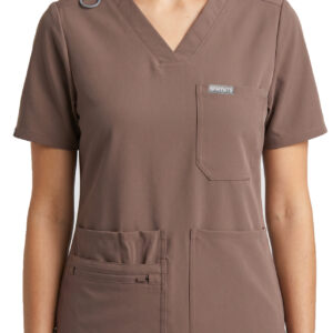 MYNTS MYNTS V-Neck Pocket Genius – Scrub Top Women WMT001 Sahara Mokka R.L