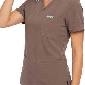 MYNTS MYNTS V-Neck Two Pockets – Scrub Top Women WMT002 Sahara Mokka R.L
