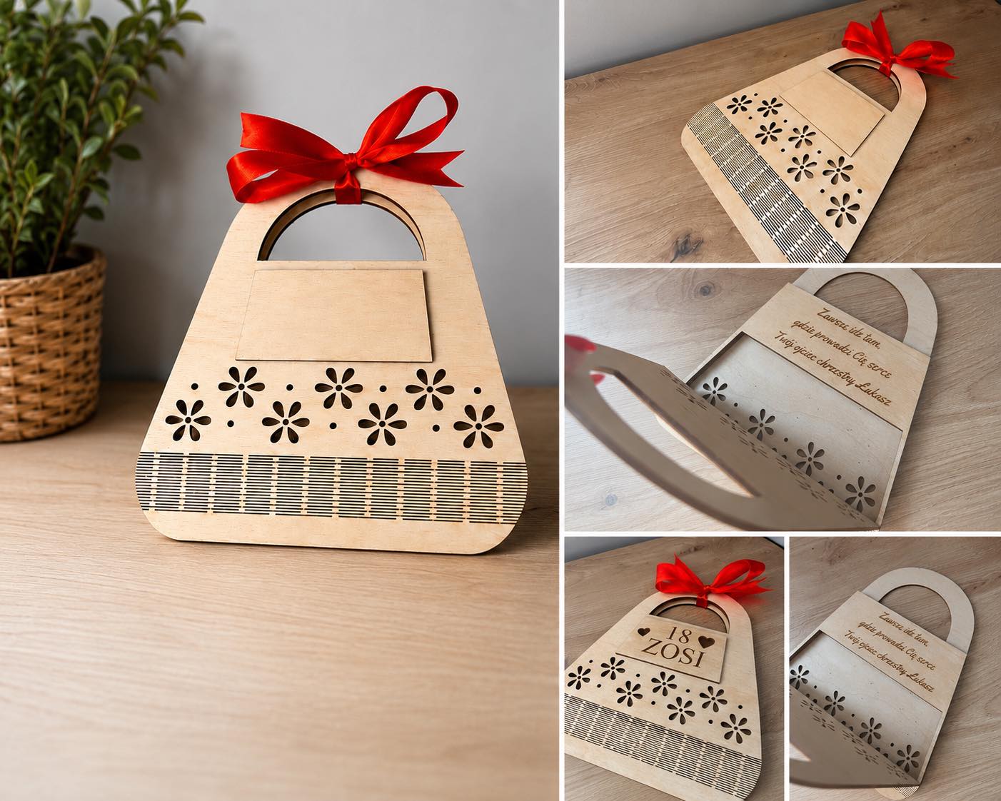 🎁 Oryginalna drewniana torebka na prezent ✨