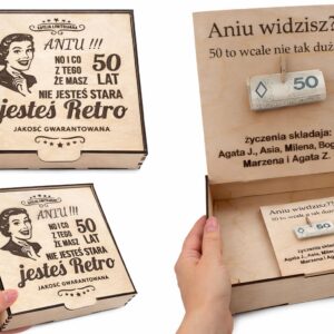 Personalizowane drewniane pudełko-idealny prezent na 50. urodziny!
