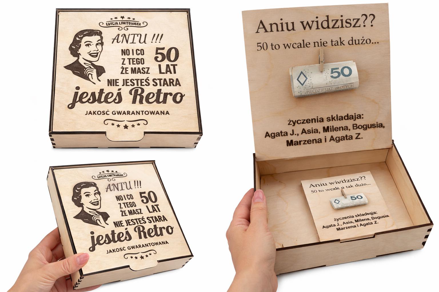 Personalizowane drewniane pudełko-idealny prezent na 50. urodziny!