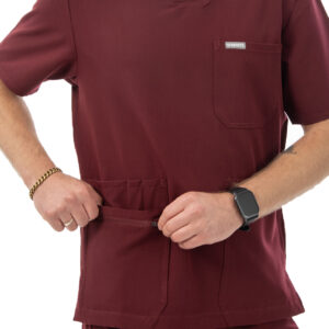 MYNTS MYNTS V-Neck Pocket Genius - ScrubTop Men MMT003 Burgundy R.M